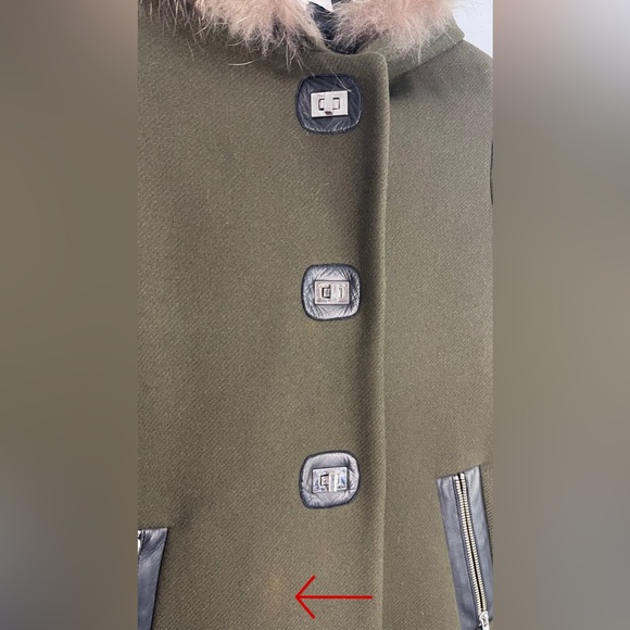 Sandro Wool Coat with Fur-Trimmed Hood - Size EU 36 - Picture 11 of 16